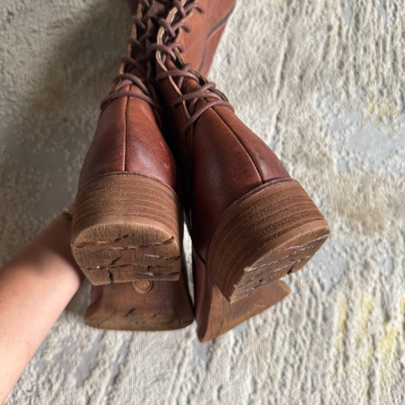 Sofft tall brown cognac leather Sharnell Heel boots lace tie back 8.5 - Picture 5 of 13